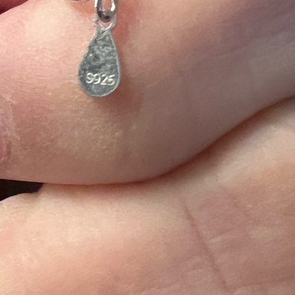 Elegant 3 stone Rainbow Blue Moissanite Pendant on Sterling Silver Necklace - Picture 8 of 12